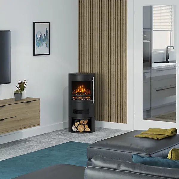 Be Modern Orba 2kW Matt Black Electric Stove (H)850mm (W)410mm - Image 2
