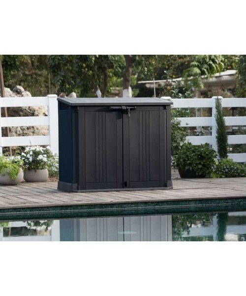 Keter Store It Out Nova 880L Storage Box (with pistons) – Dark Grey with Light Grey Lid-oakleysgardenmachine- Free shipping