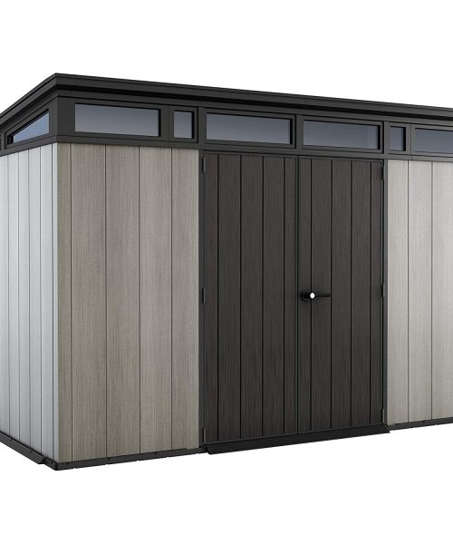Keter 11’x 7′ Artisan Heavy Duty Plastic Pent Shed – Grey-oakleysgardenmachine- Free shipping