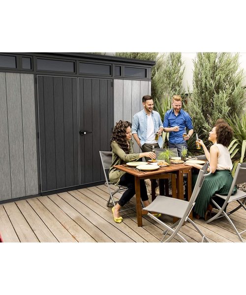 Keter 11’x 7′ Artisan Heavy Duty Plastic Pent Shed – Grey-oakleysgardenmachine- Free shipping