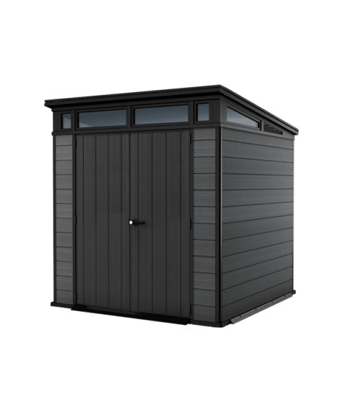 Keter 7’x 7′ Cortina Heavy Duty Plastic Pent Shed – Dark Grey-oakleysgardenmachine- Free shipping