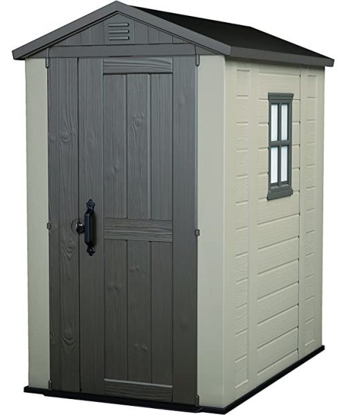 Keter 4’x6′ Factor Heavy Duty Plastic Garden Shed – Beige-oakleysgardenmachine- Free shipping