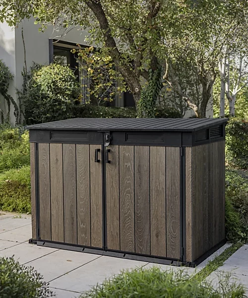 Keter Signature Decocoat Walnut 2020L Pent Garden storage 6x3 ft (H)1325mm (W)1905mm